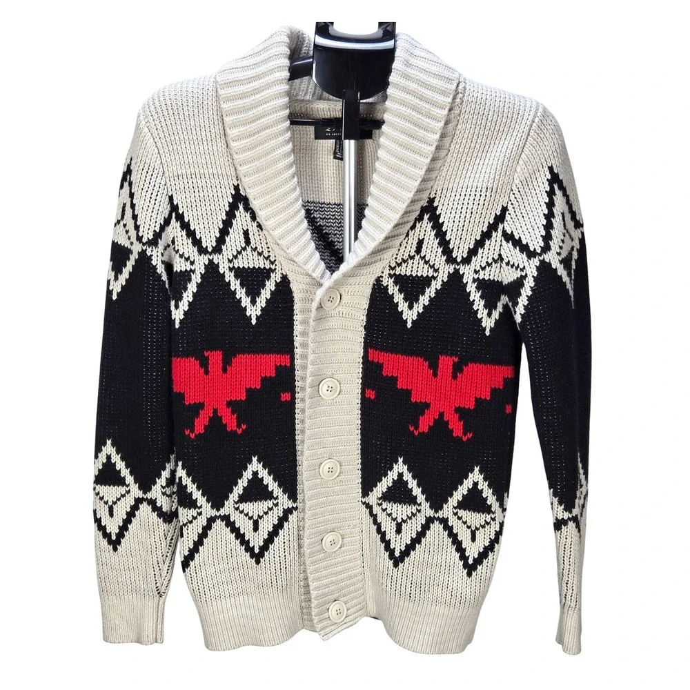 Men's 21 Men Small Shawl Collar Cardigan Southwestern Knit Sweater Heritage